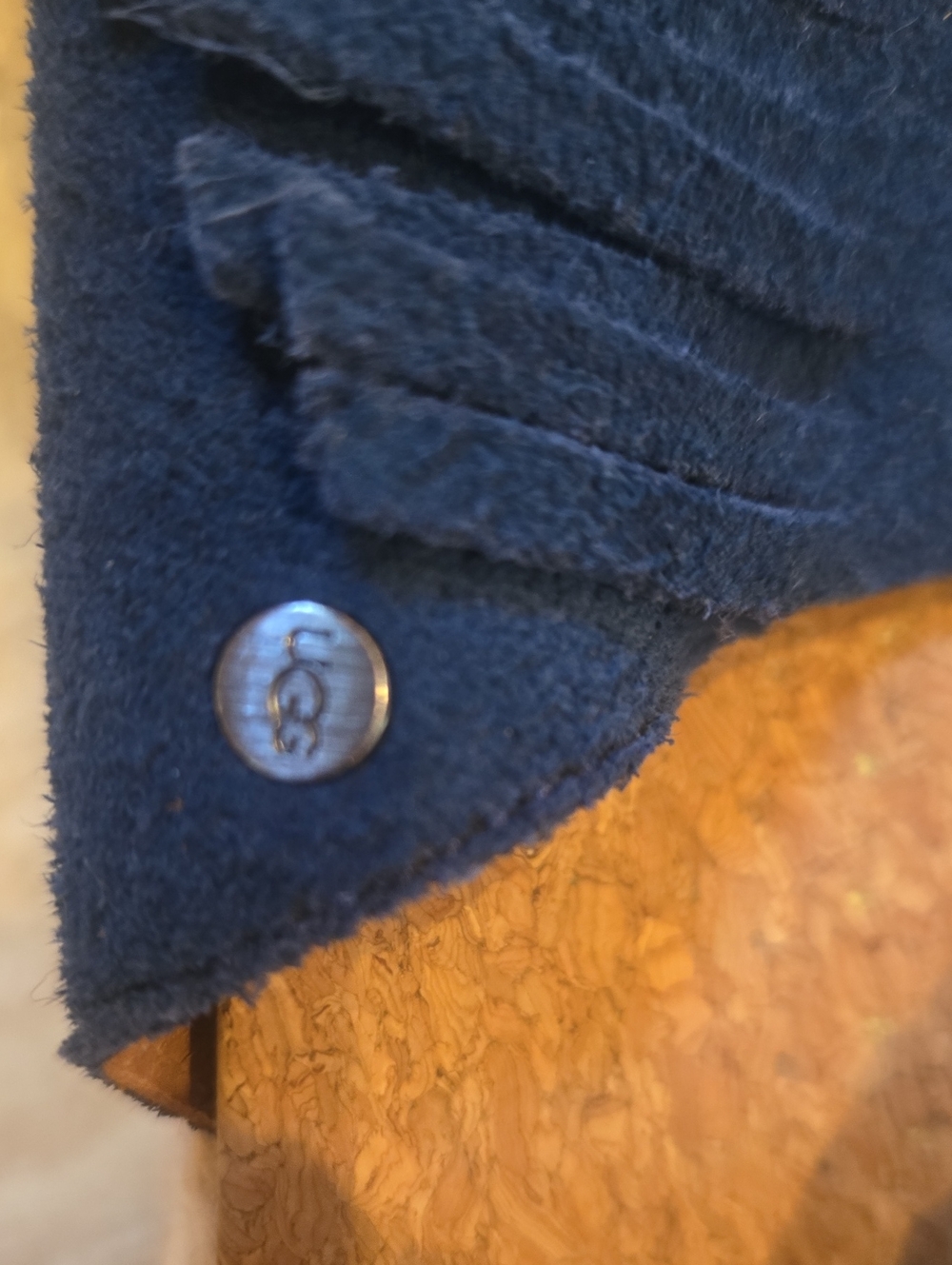 UGG Danes Navy Blue Leather Suede Fringe Wedge Espadrille Sandals - Picture 12 of 14